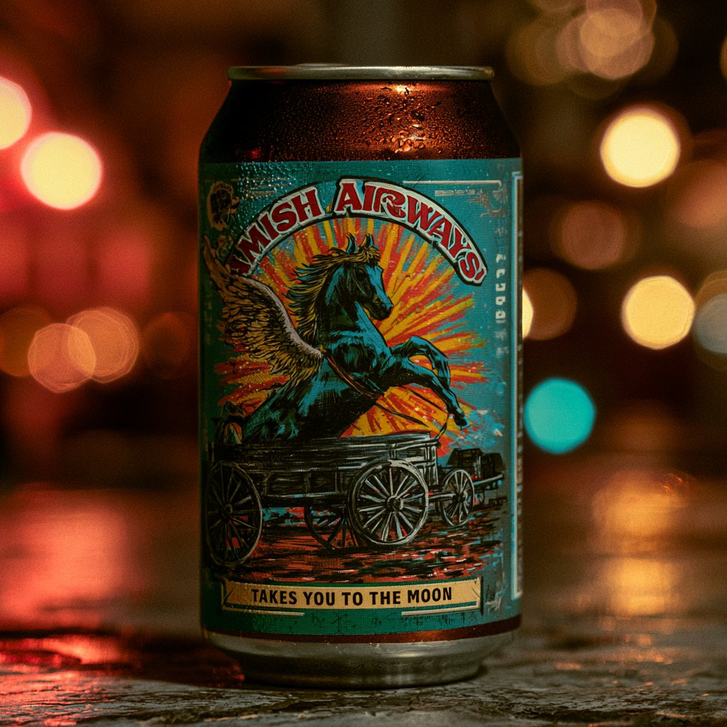 Amish Airways craft soda can