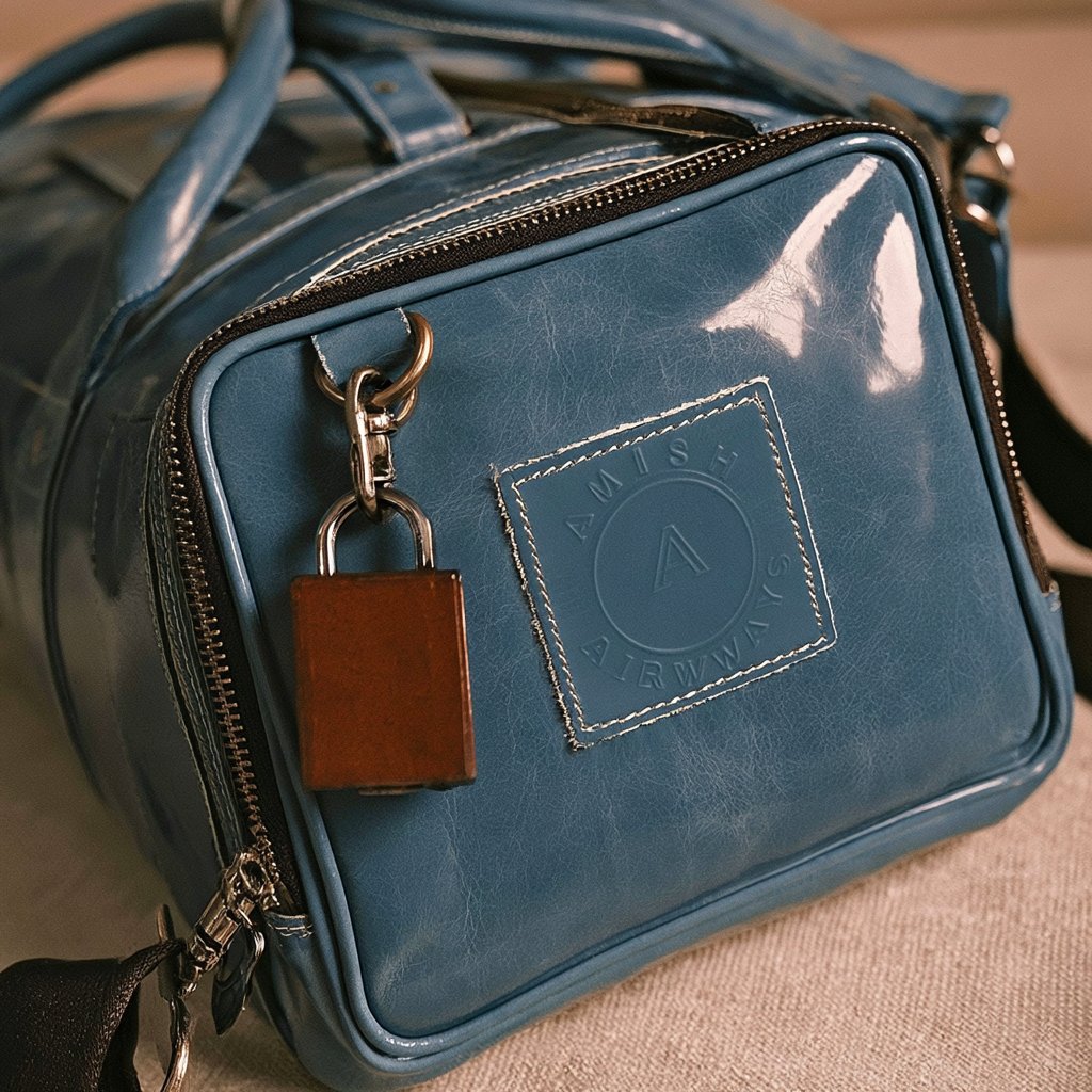 Amish Airways leather duffle bag in dusty blue