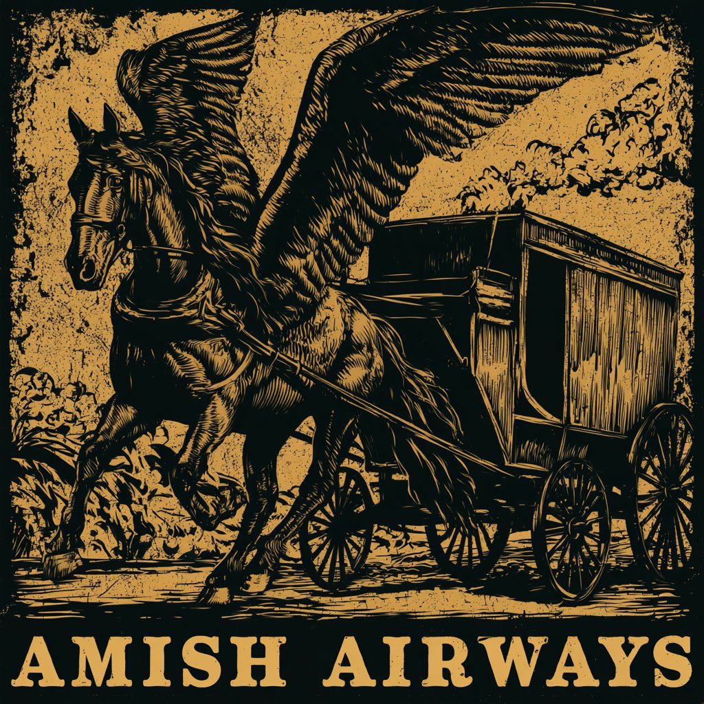 The Rumspringa — Amish Airways gold and black t-shirt